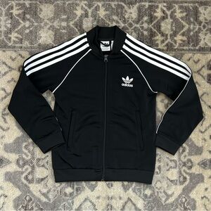 Adidas Black Kids XS Jacket with White Accents